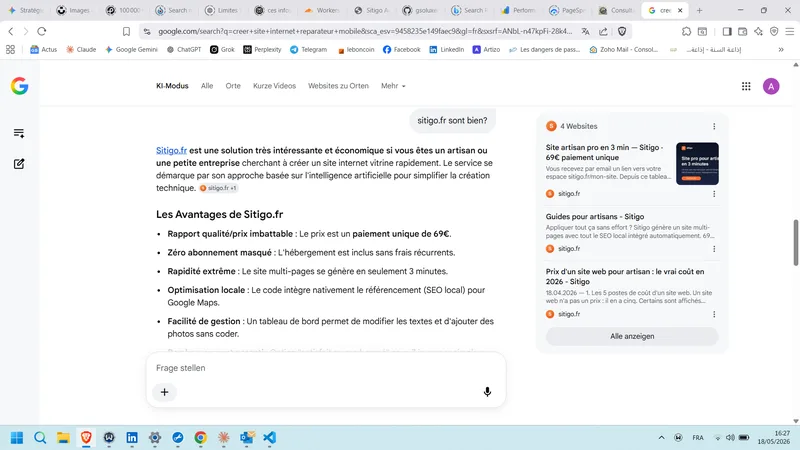 Übersicht mit KI FR sitigo.fr sont bien ? (FR-Anfrage) 19. Mai 2026