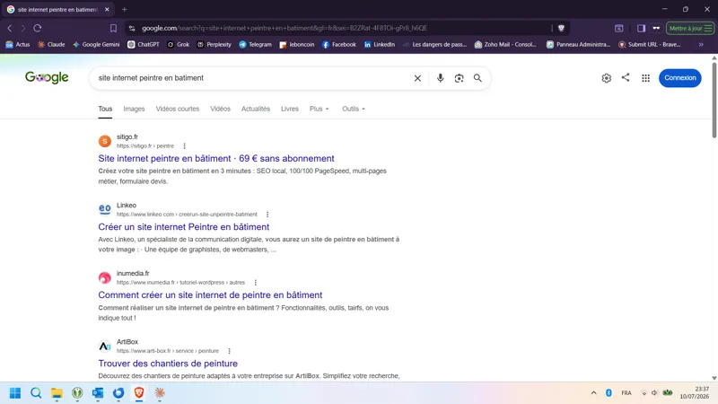Google SEO FR site internet peintre en batiment 10. Juli 2026